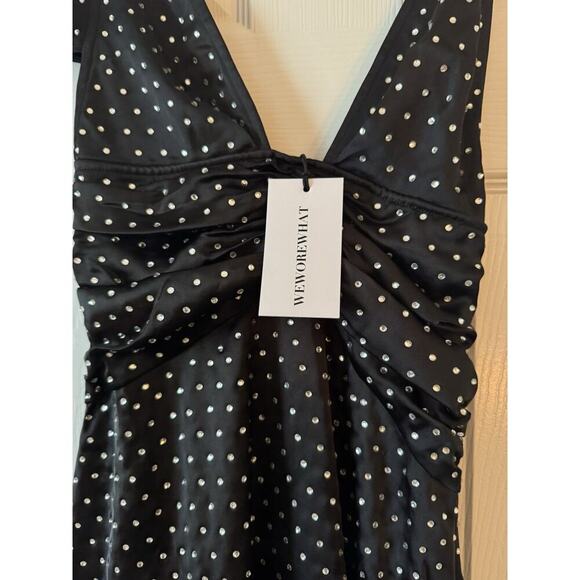 WeWoreWhat Crystal Asymmetrical Dress In Black Women’s Size 00 NWT - Picture 3 of 8